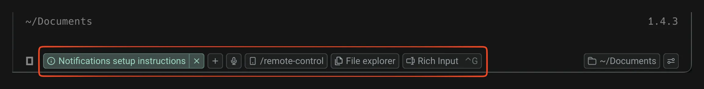 The agent toolbelt appearing at the bottom of the pane when a supported CLI agent is running in Warp